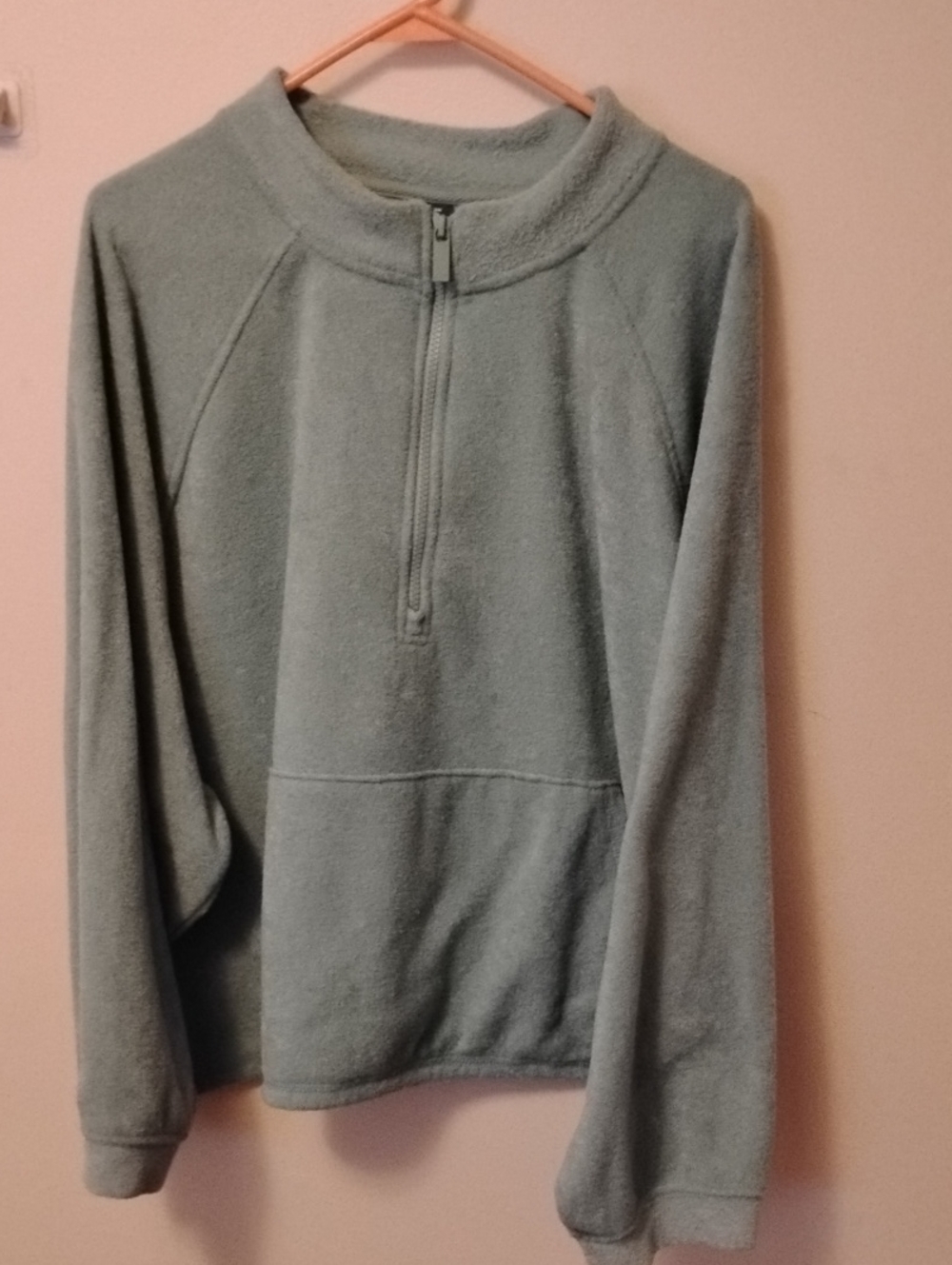Old Navy Sage Green Half-Zip Cropped Fleece Pullover